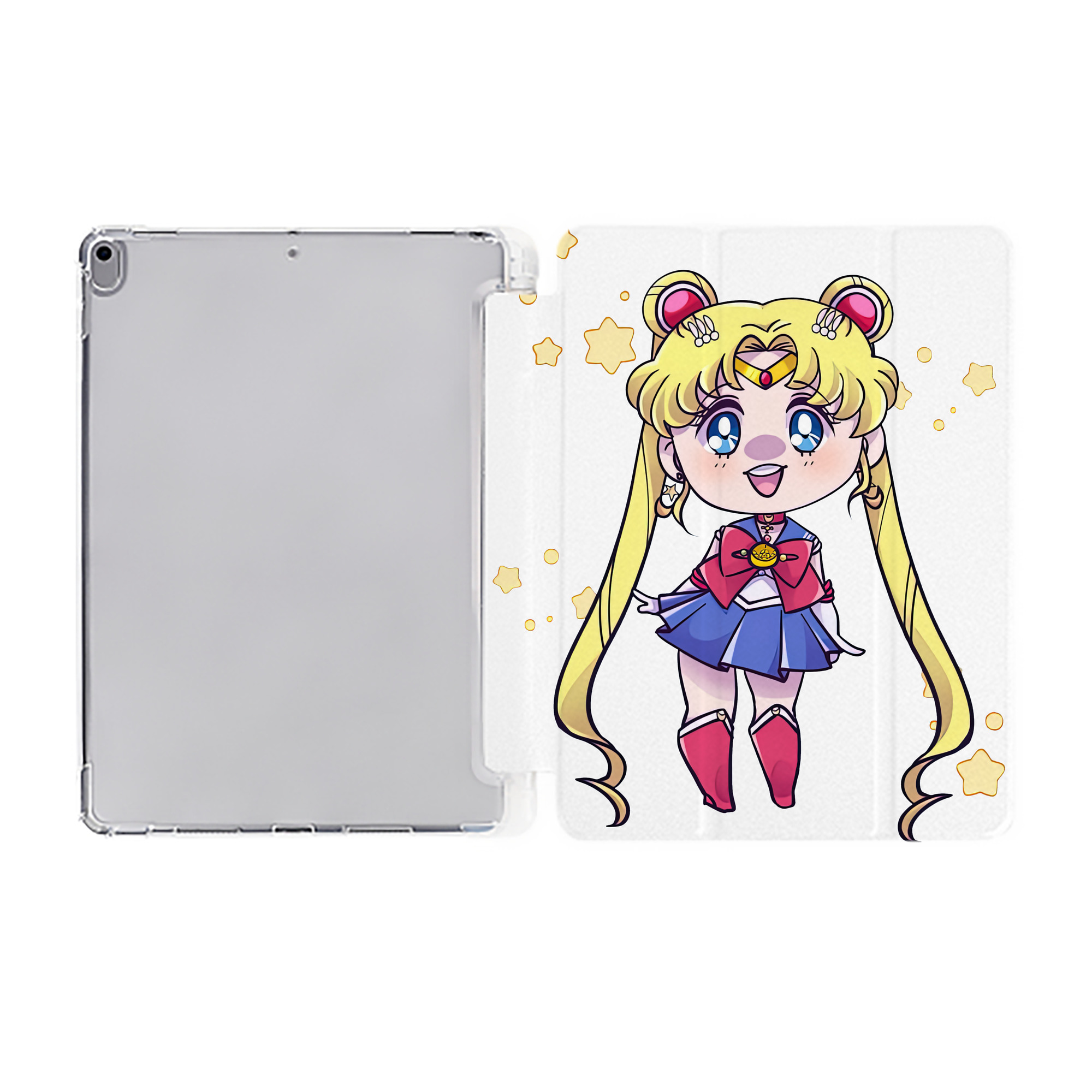 （画像用） 美少女戦士セーラームーン 月野 うさぎ つきの うさぎ Sailor Moon Tsukino Usagi IPad ケース ペン収納付き 三つ折りスタンド PUレザー×シリコン 対応機種9.5/10.5/10.9インチ